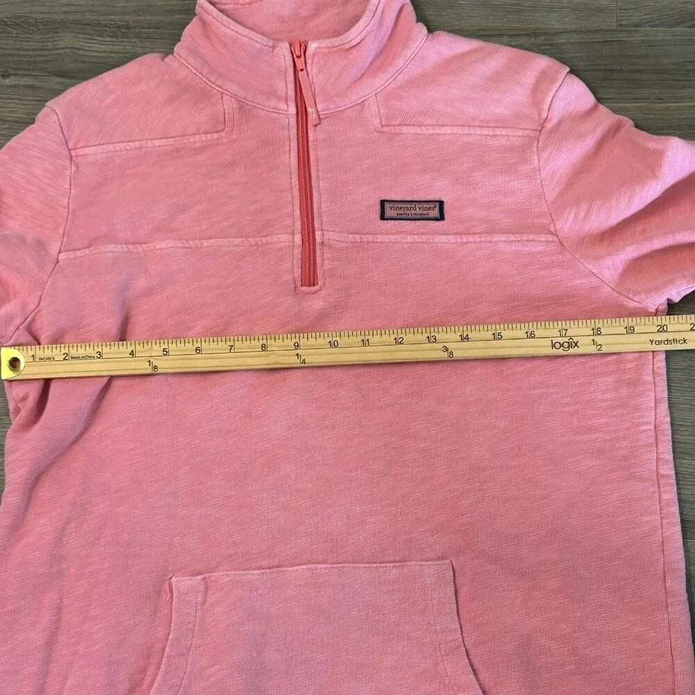 Vineyard Vines Sweatshirt Womens M Pink 1/4 Zip Kangaroo Pocket Logo Pullover - Picture 12 of 15